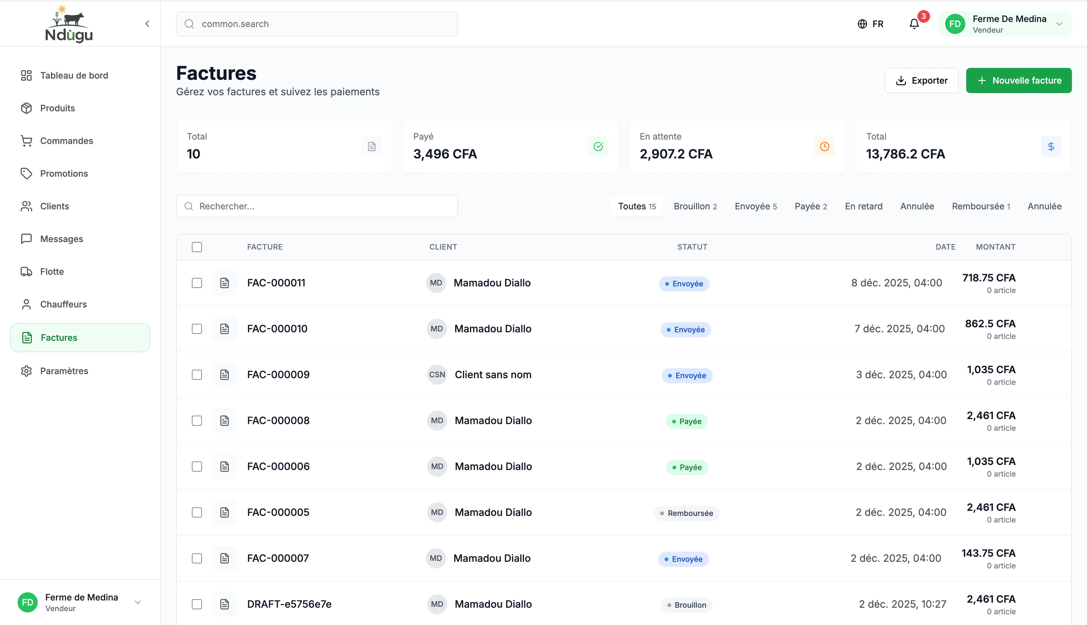 Factures et facturation